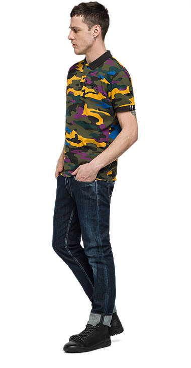 Decathlon Herren ORANGE/ROYAL/PURPLE/BLACK CAMO Baumwoll-Polohemd mit Camouflage-Aufdruck neu Decathlon Herren ORANGE/ROYAL/PURPLE/BLACK CAMO Baumwoll-Polohemd mit Camouflage-Aufdruck neu
