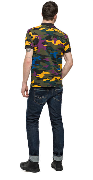 Decathlon Herren ORANGE/ROYAL/PURPLE/BLACK CAMO Baumwoll-Polohemd mit Camouflage-Aufdruck neu Decathlon Herren ORANGE/ROYAL/PURPLE/BLACK CAMO Baumwoll-Polohemd mit Camouflage-Aufdruck neu
