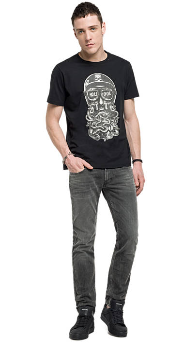 Decathlon BLACK Jersey-T-Shirt mit Aufdruck Herren