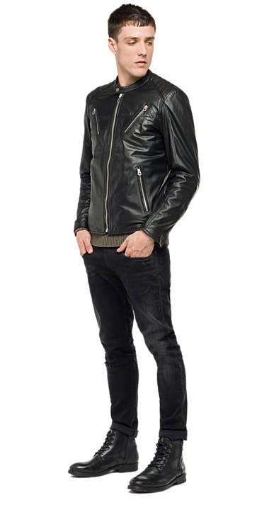 Decathlon Herren BLACK Lederjacke mit Reißverschluss Sale Decathlon Herren BLACK Lederjacke mit Reißverschluss Sale