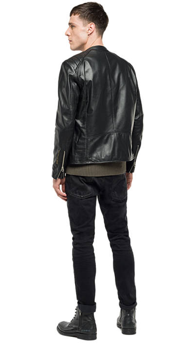 Decathlon Herren BLACK Lederjacke mit Reißverschluss Sale Decathlon Herren BLACK Lederjacke mit Reißverschluss Sale