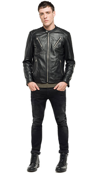 Decathlon Herren BLACK Lederjacke mit Reißverschluss Sale Decathlon Herren BLACK Lederjacke mit Reißverschluss Sale