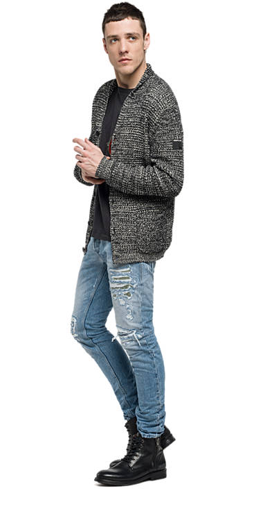 Decathlon Herren BLACK/WHITE Cardigan aus Mélange-Chenille Sale Decathlon Herren BLACK/WHITE Cardigan aus Mélange-Chenille Sale