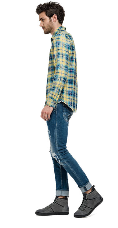 Decathlon Herren BLUE/MUSTARD CHECK Hemd aus Baumwolle und Viskose mit Schottenmuster Sale Decathlon Herren BLUE/MUSTARD CHECK Hemd aus Baumwolle und Viskose mit Schottenmuster Sale