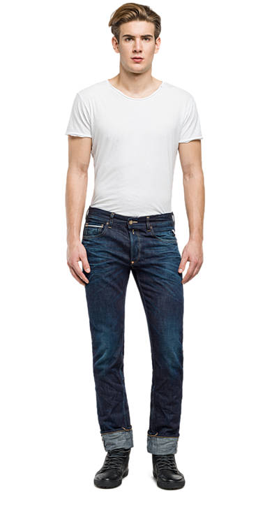 Decathlon Herren DARK BLUE DENIM Straight Fit Jeans Grover Made in Italy Outlet Decathlon Herren DARK BLUE DENIM Straight Fit Jeans Grover Made in Italy Outlet