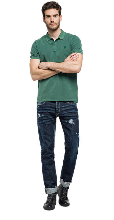 Decathlon Herren EMERALD GREEN Polohemd aus stückgefärbtem Baumwollpikee Outlet