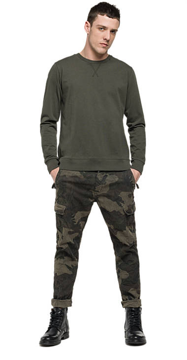Decathlon Herren STONE GREEN Einfarbiges T-Shirt mit Reißverschluss Billiger Preis
