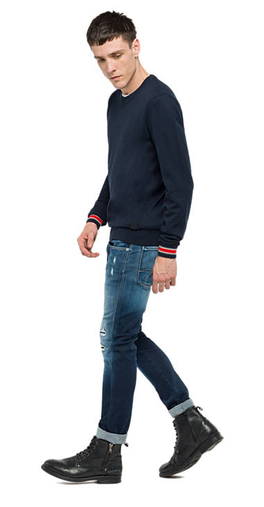 Decathlon Herren DARK BLUE Pullover mit gestreiften Ärmelbündchen Kaufen Decathlon Herren DARK BLUE Pullover mit gestreiften Ärmelbündchen Kaufen