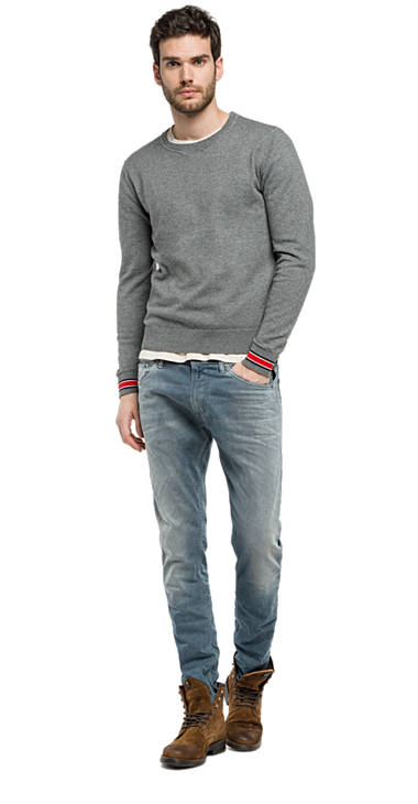 Decathlon Herren GREY MEDIUM MELANGE Pullover mit gestreiften Ärmelbündchen Germany Decathlon Herren GREY MEDIUM MELANGE Pullover mit gestreiften Ärmelbündchen Germany