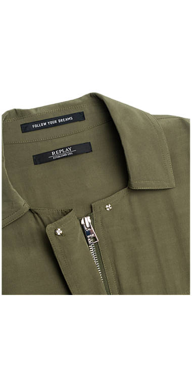 Decathlon Damen OLIVE GREEN Kleid aus Krepp mit Nietenapplikation Kaufen Decathlon Damen OLIVE GREEN Kleid aus Krepp mit Nietenapplikation Kaufen