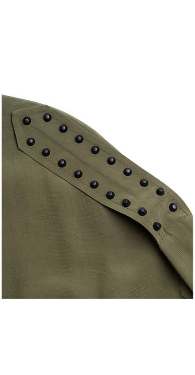 Decathlon Damen OLIVE GREEN Kleid aus Krepp mit Nietenapplikation Kaufen Decathlon Damen OLIVE GREEN Kleid aus Krepp mit Nietenapplikation Kaufen