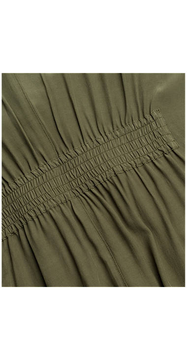Decathlon Damen OLIVE GREEN Kleid aus Krepp mit Nietenapplikation Kaufen Decathlon Damen OLIVE GREEN Kleid aus Krepp mit Nietenapplikation Kaufen