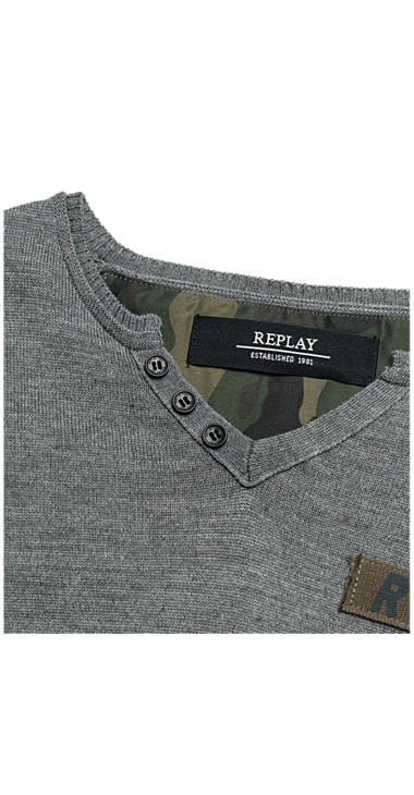 Decathlon Herren MEDIUM GREY MELANGE Pullover mit Camouflage-Ellenbogenpatches Kaufen Decathlon Herren MEDIUM GREY MELANGE Pullover mit Camouflage-Ellenbogenpatches Kaufen