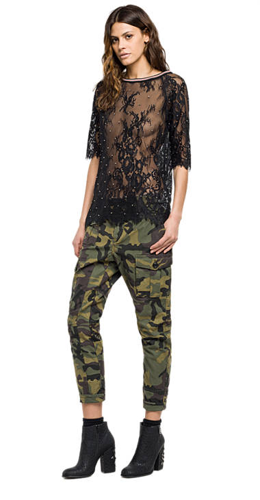 Decathlon Damen BLACK Spitzenbluse mit Strass Kaufen Decathlon Damen BLACK Spitzenbluse mit Strass Kaufen