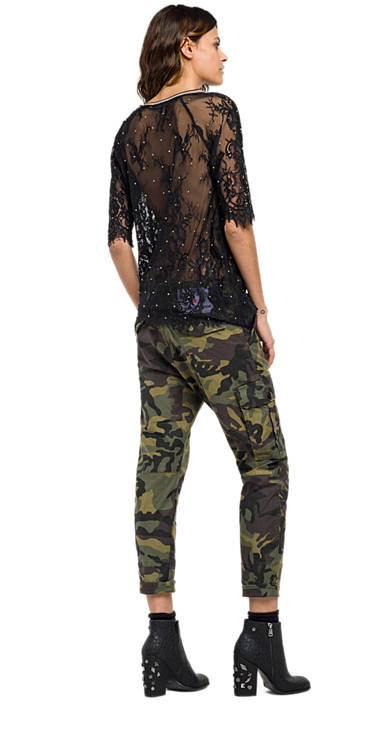 Decathlon Damen BLACK Spitzenbluse mit Strass Kaufen Decathlon Damen BLACK Spitzenbluse mit Strass Kaufen