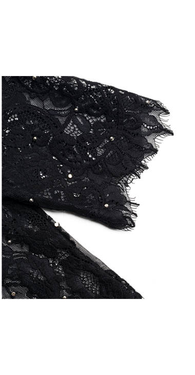 Decathlon Damen BLACK Spitzenbluse mit Strass Kaufen Decathlon Damen BLACK Spitzenbluse mit Strass Kaufen