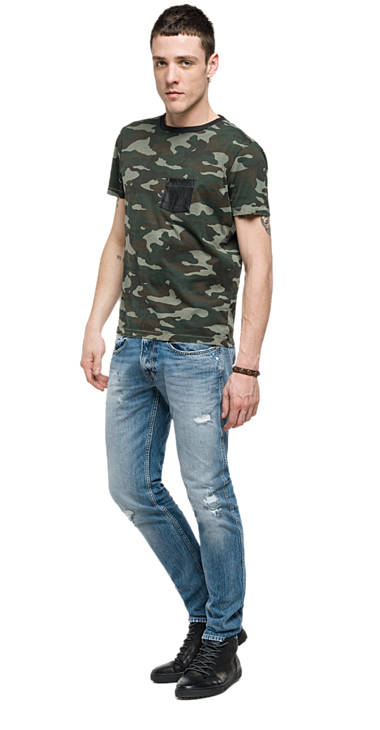 Decathlon Herren MILITARY/BROWN/BLACK CAMO Baumwoll-T-Shirt in Camouflage-Optik Outlet Decathlon Herren MILITARY/BROWN/BLACK CAMO Baumwoll-T-Shirt in Camouflage-Optik Outlet