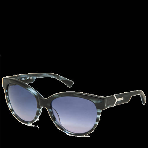 Decathlon Outlet Damen-Cateye-Sonnenbrille STRIPPED BLUE/SMOKE VIOLET