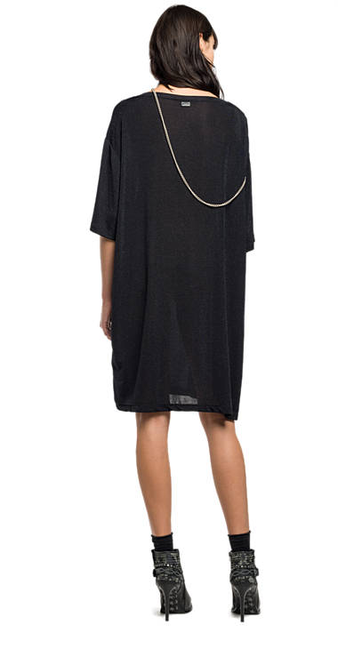 Decathlon Damen BLACK Stretch-Kleid mit Lurex und Zierkette 2017 Decathlon Damen BLACK Stretch-Kleid mit Lurex und Zierkette 2017