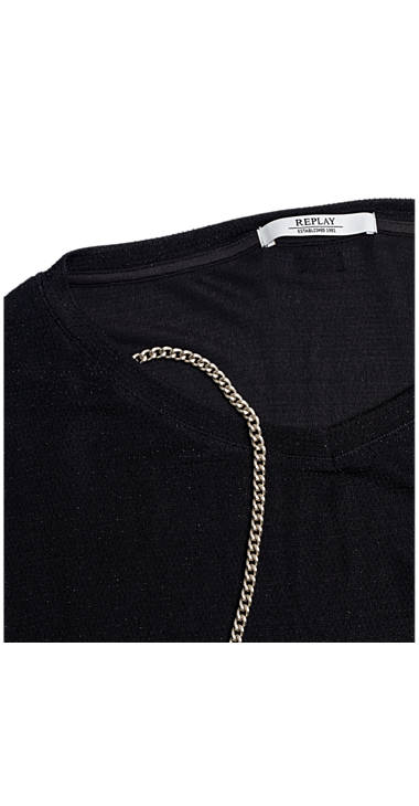 Decathlon Damen BLACK Stretch-Kleid mit Lurex und Zierkette 2017 Decathlon Damen BLACK Stretch-Kleid mit Lurex und Zierkette 2017