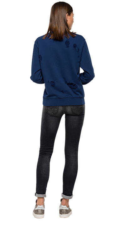 Decathlon Damen ROYAL BLUE Sweatshirt mit Aufdruck und Rissen Sale Decathlon Damen ROYAL BLUE Sweatshirt mit Aufdruck und Rissen Sale