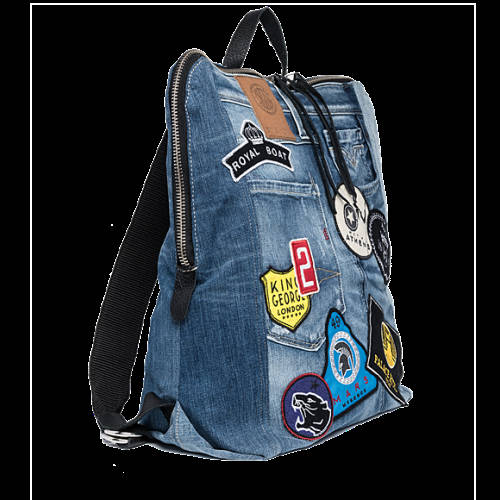 Decathlon Herren WASHED DENIM BLUE Unisex-Rucksack aus Denim mit Patches Kaufen Decathlon Herren WASHED DENIM BLUE Unisex-Rucksack aus Denim mit Patches Kaufen