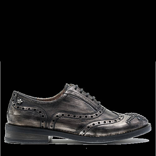 Decathlon PEWTER Damen-Derby-Schuhe NOELA in gebürsteter Optik und mit Nieten Damen