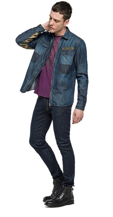 Decathlon Herren MEDIUM DARK Bedrucktes Hemd aus Blue Denim Billiger Preis Decathlon Herren MEDIUM DARK Bedrucktes Hemd aus Blue Denim Billiger Preis