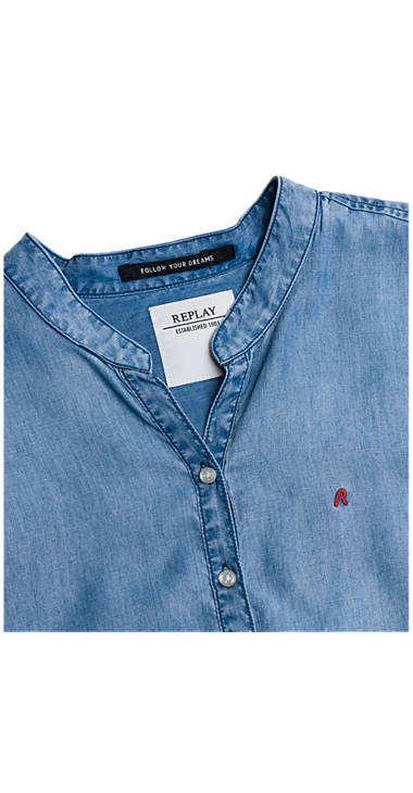 Decathlon Damen LIGHT DENIM Lange Jeanshemdbluse mit Stickerei Online Decathlon Damen LIGHT DENIM Lange Jeanshemdbluse mit Stickerei Online