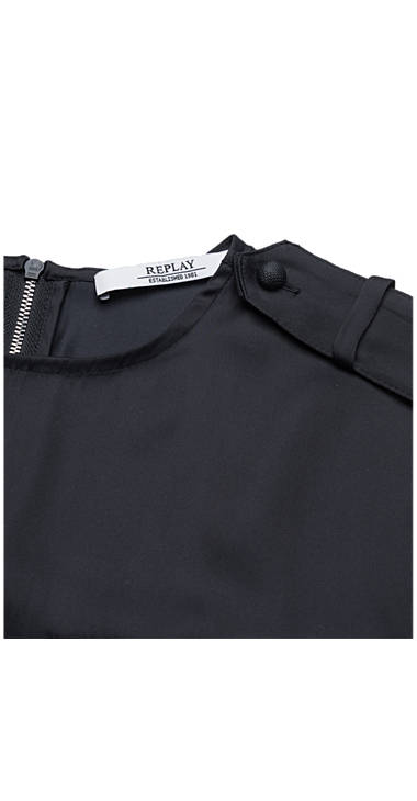 Decathlon Damen BLACK Satinbluse mit Schulterpatten Kaufen Decathlon Damen BLACK Satinbluse mit Schulterpatten Kaufen