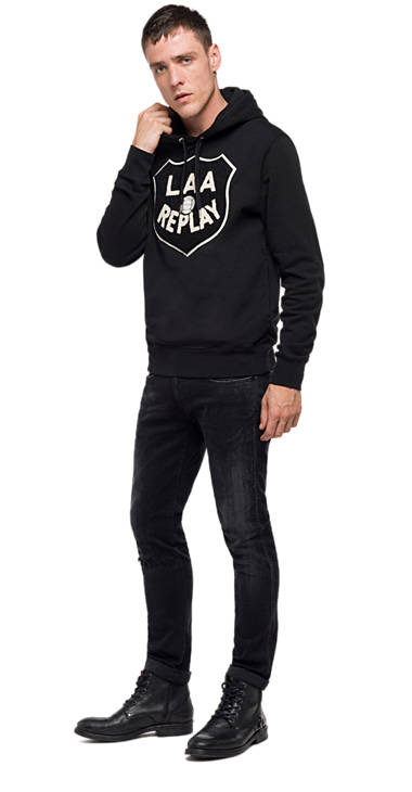 Decathlon Herren BLACK Sweatshirt mit Kapuze und Patch Outlet Decathlon Herren BLACK Sweatshirt mit Kapuze und Patch Outlet
