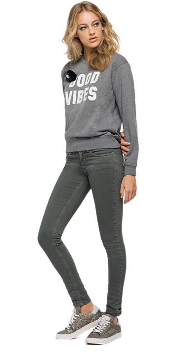 Decathlon Damen Melange Grey Sweatshirt mit Kunstfell-Patch 2017 Decathlon Damen Melange Grey Sweatshirt mit Kunstfell-Patch 2017