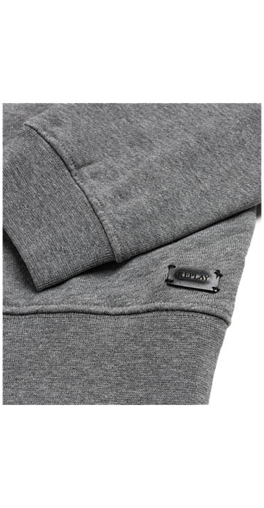 Decathlon Damen Melange Grey Sweatshirt mit Kunstfell-Patch 2017 Decathlon Damen Melange Grey Sweatshirt mit Kunstfell-Patch 2017
