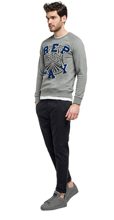 Decathlon Herren MELANGE GREY Sweatshirt mit Patches und Aufdruck Outlet Decathlon Herren MELANGE GREY Sweatshirt mit Patches und Aufdruck Outlet